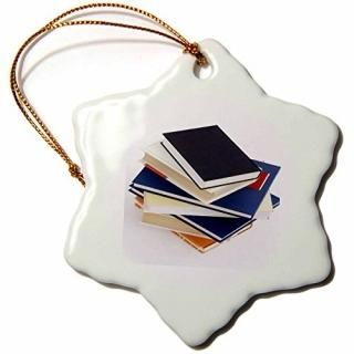 3dRose ORN_39043_1 Stack of School Books-Snowflake Ornament Porcelain 3-Inch