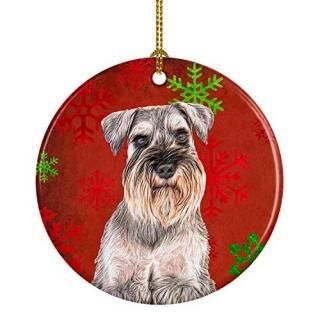 Caroline's Treasures KJ1186CO1 Red Snowflakes Holiday Christmas Schnauzer Cerami