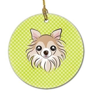 Carolines Treasures BB1313CO1 Checkerboard Lime Green Chihuahua Ceramic Ornament