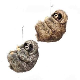 Kurt Adler Furry Sloth Ornament Black and Brown Set of 2
