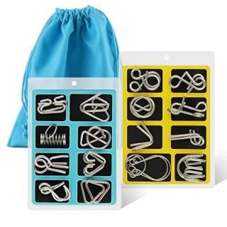 Coogam Metal Wire Puzzle Set of 16Brain Teaser IQ Test Disentanglemen Puzzles Ga