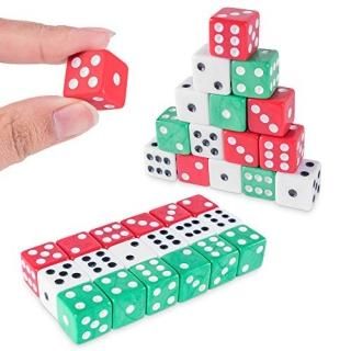 Assorted Colorful Dice in White Red Green for Board Games Activity Casino Theme 