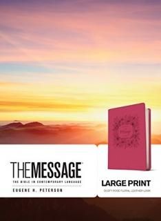The Message Dusty Rose Floral Leather-Look The Bible in Contemporary Language