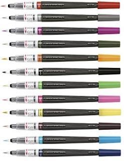 Pentel Art Brush Color Brush Pens 18 Color Set Japan Import Komainu-Dou Original