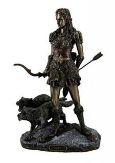 Resin Statues Skadi Norse GiantessߤνȻwith Wolves Statue 8?x 10.5?X 7֥