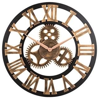 60cm  Roman-Anti-Bronze - OLDTOWN Clock 3D Retro Rustic Vintage Wooden 60cm Nois