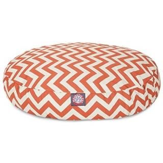 Burnt Orange Chevron Medium Round Indoor Outdoor Pet Dog Bed With Removable Wash
