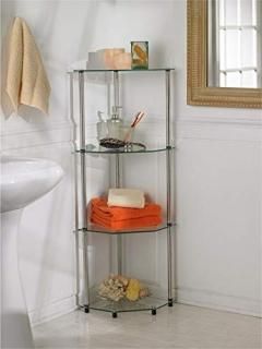 Convenience Concepts Designs2Go Go-Accsense 4-Tier Glass Corner Shelf Clear Glas