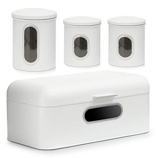 キッチンカウンター収納容器 Deppon マットステンレススチール パンボックス ロールアップ蓋付き 指紋防止 大容量 2ローブ 17.5x11x7.5インチ