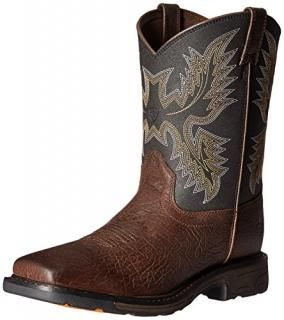 Kids' Workhog Wide Square Toe Western Cowboy Boot Bruin Brown 5 M US Big Kid