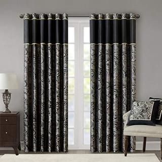210cm by 130cm Black - Black Curtains For Living Room Traditional Back Tab Curta