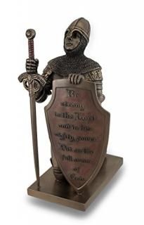 Resin Statues Templar Knight Be Strong in the Lord Bronze Finish Statue 5.5?X 9?