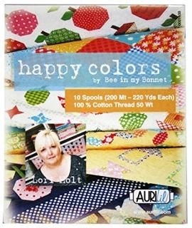 Aurifil Thread Set HAPPY COLORS By Lori Holt 50wt Cotton 10 Small 220 yard Spool