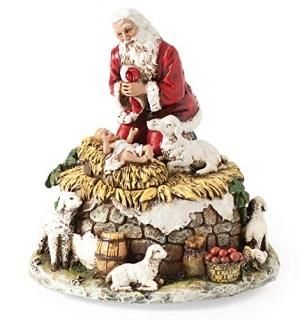 Roman 6535323 Josephs Studio Kneeling Santa with Jesus Musical Christmas Figure
