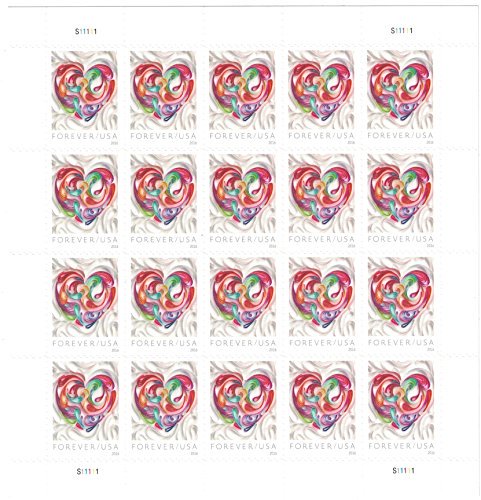 USPS Forever Hearts Forever Stamps - 100 Stamps (5 sheets of 20