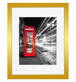 11x14 - 11x14 Gold Picture Frame - Made to Display Pictures 8x10 with Mat or 11x