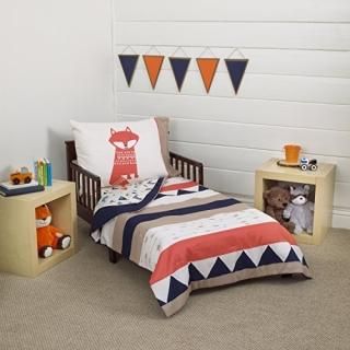 Carter's Aztec 4 Piece Toddler Bedding Set Navy Cream Orange Beige