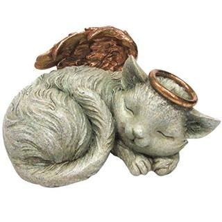 Pacific Trading Pet Memorial Angel Cat Sleeping Cremation Urn Memorial Statue Bo