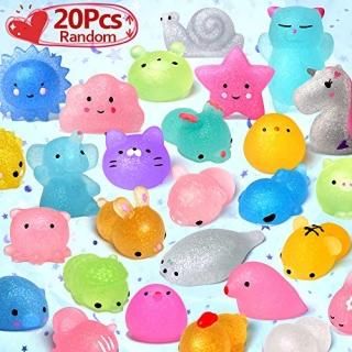 LUDILO Mochi Animal Squishies Toys 2nd Generation Glitter Mochi Squishy 20pcs Ra