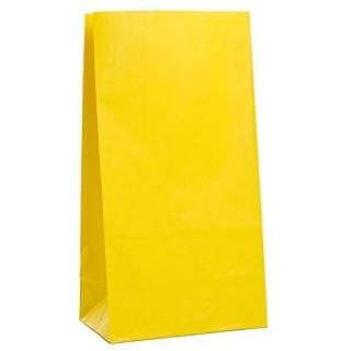 Paper Party Bags Yellow 12 Pack - Sunflower Yellow Paper Party Bags Pack of 12