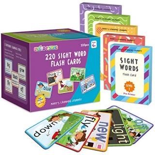 SpringFlower Sight Words Flash Cards with PicturesMotions&Sentences 220 Dolch Si
