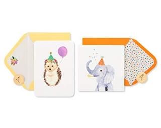 Papyrus Birthday Cards for Kids Hedgehog and Elephant 2-Count