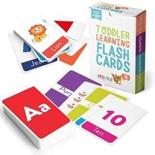 Kids Alphabet Colours Shapes and Numbers Learning Flash Cards - 58 cards with be