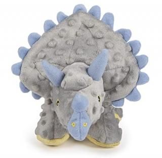 goDog Dinos Triceratops With Chew Guard Technology Tough Plush Dog Toy Grey Larg