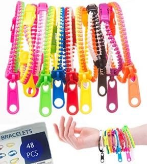 UpBrands 48 Easter Eggs Fillers 7 1/2 Zipper Bracelets Fidget Toys Sensory Bulk 