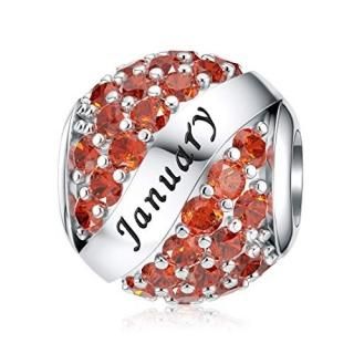 January Birthstone Charms for Pandora Charms Bracelet- 925 Sterling Silver Bead 