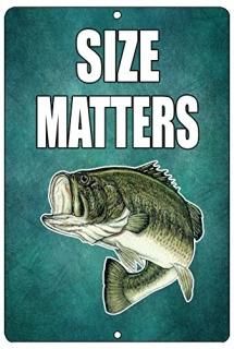 Rogue River Tactical Funny Size Matters᥿Tin SignBass Fish Man CaveС