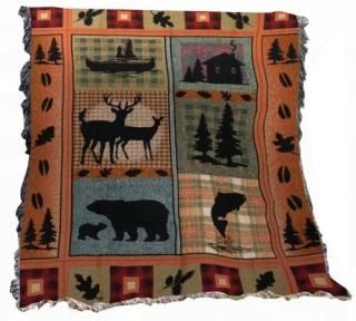 Manual The Lodge Collection 50 x 60-Inch Tapestry Throw with Fringe Bear Lodge