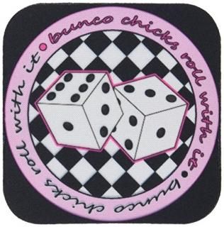 set-of-8-Soft - Janna Salak Designs Bunco Chicks Roll with it Pink and Black Coa