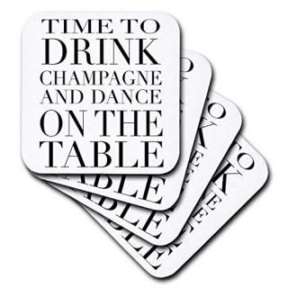 set-of-4-Soft - 3dRose cst_163949_1 Time to Drink Champagne and Dance on The Tab