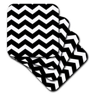 set-of-4-Ceramic - 3dRose cst_179670_3 Black and White Chevron Zig Zag Pattern-S