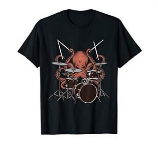 Drumsticks Musician Kraken Drummer Gift Music Octopus T-Shirt
