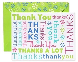 American Greetings Thank You Cards with Envelopes Multicolored Script 50-Count