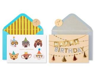 Paprus Happy Birthday Cards Dogs and Banner 2-Count