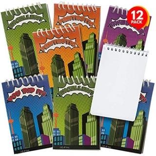 ArtCreativity Mini Superhero Notebooks Pack of 12 Small Comic Inspired Spiral No