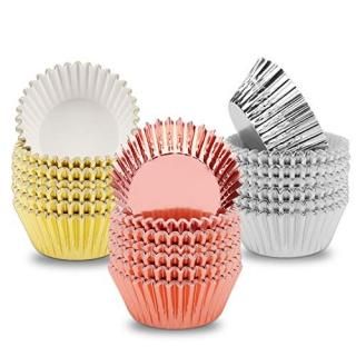 Foil Cupcake Liners Metallic Muffin Paper Cases Baking Cups Gold Sliver Rose Gol