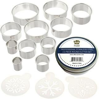 Professional Quality Pastry/Fondant/Cookie Cutters - 11 Piece Round Cutter Set -