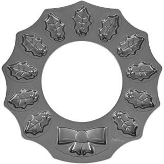 Wilton Holly Wreath Shaped Non-Stick Cookie Pan 12-Cavity