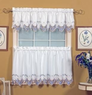 Today's Curtain Verona Reverse Embroidery Valance 14-Inch White/Blue by Today's 