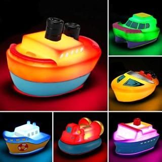 Bath Toys 6 Packs Light up Boat Floating Rubber Set Flashing Color Changing Ligh