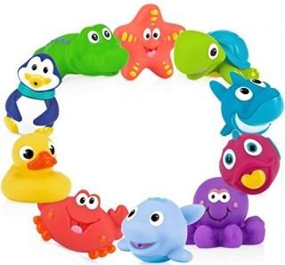 Nuby 10-Pack Little Squirts Fun Bath Toys Assorted Characters