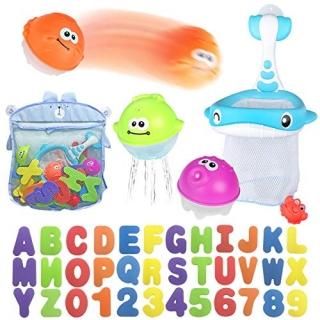 Bath Toy Sets 36 Foam Bath Letters and Numbers Floating Squirts Animal Toys Set 