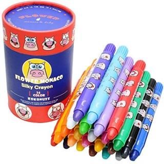 24 Colours - 24 Colours Non Toxic Crayons for Toddlers - Silky Washable Large Cr