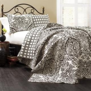 Queen Charcoal - Lush Decor Aubree 3-Piece Quilt Set Queen Charcoal