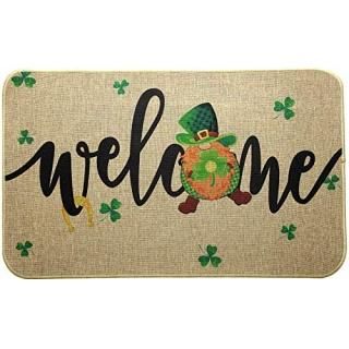 St. Patrick's Day Doormat Welcome Gnome Floor Mat Shamrocks Printed Doormat Non 