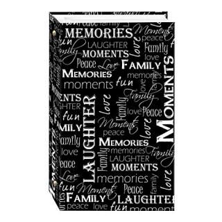 Black & White Words - 3-Ring Photo Album 300 Pockets Hold 4x6 Photos Black & Whi